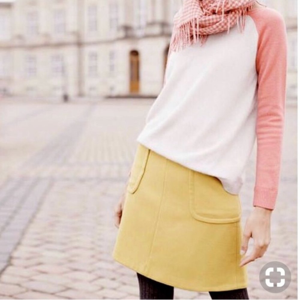BODEN Julia Patch Pocket Skirt in Canary Yellow, Size 10L (UK14L)